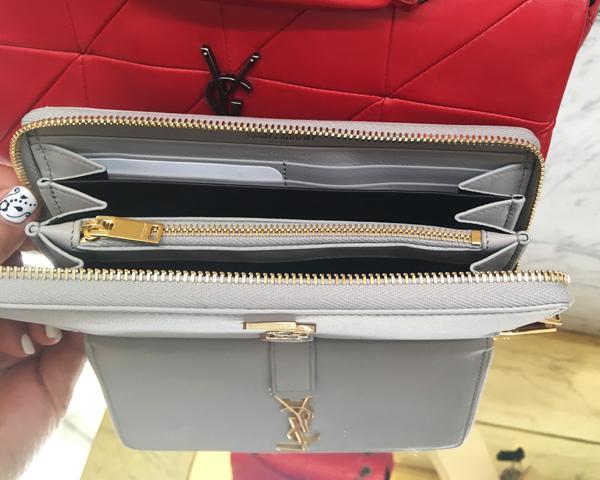 2018 SS VIP SALE★YSL コピー フルジップ長財布 ライトグレー 414570BJ50J